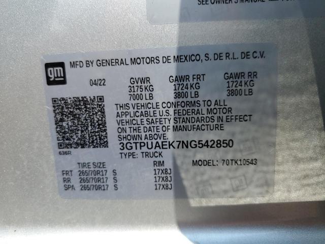 3GTPUAEK7NG542850 GMC Sierra K1500