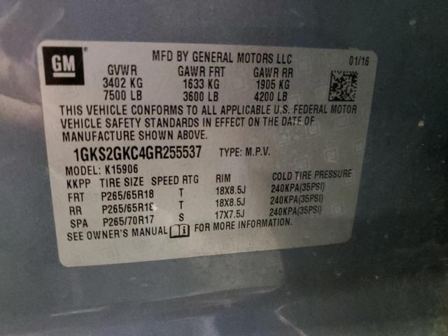 1GKS2GKC4GR255537 GMC Yukon Xl K1500 Slt