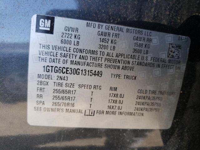 1GTG6CE30G1315449 GMC CANYON SLE