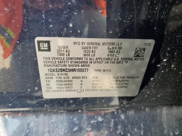 1GKS2BKC9HR165577 GMC YUKON SLT