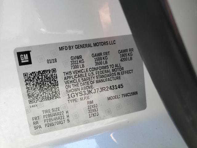 1GYS3JKJ7JR243145 Cadillac Escalade Esv Premium Luxury