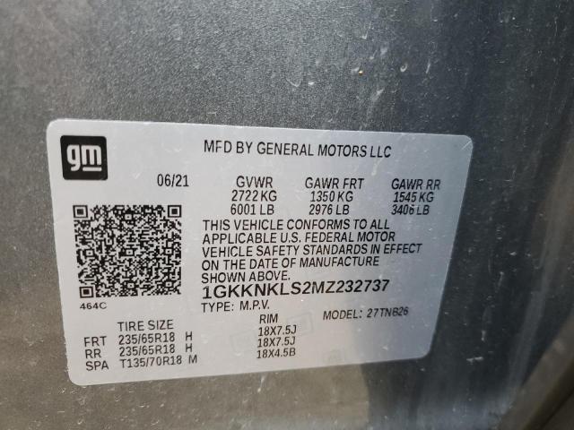 1GKKNKLS2MZ232737 GMC ACADIA SLE