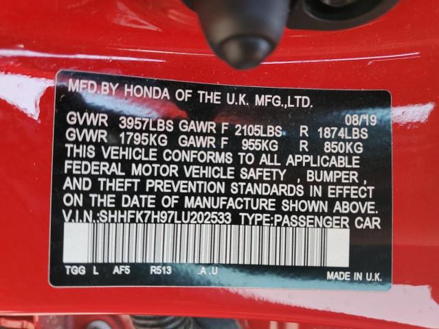 SHHFK7H97LU202533 Honda Civic Sport Touring