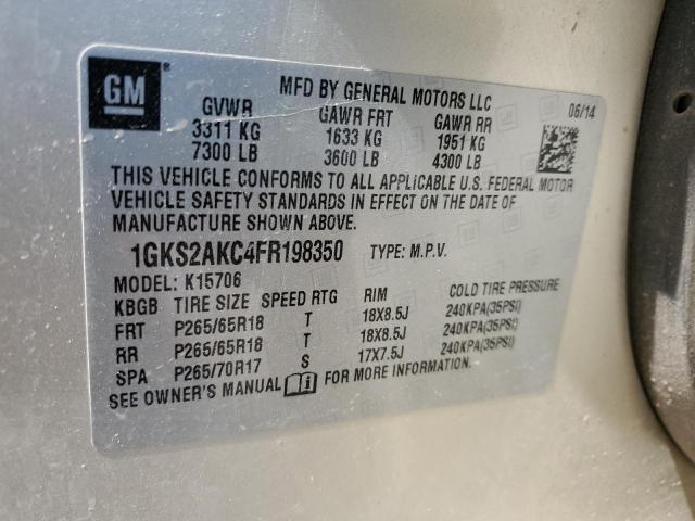 1GKS2AKC4FR198350 GMC YUKON SLE