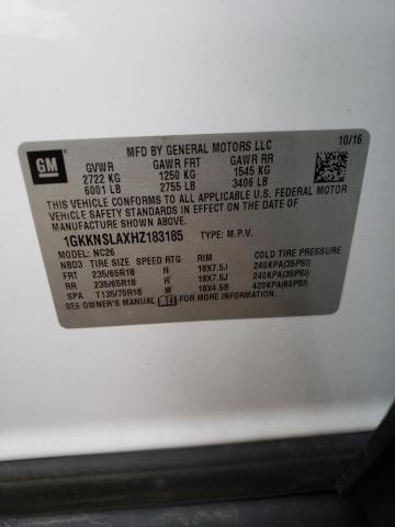 1GKKNSLAXHZ183185 GMC ACADIA SLE