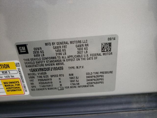 1GKKVRKD0FJ180439 GMC Acadia Slt-1