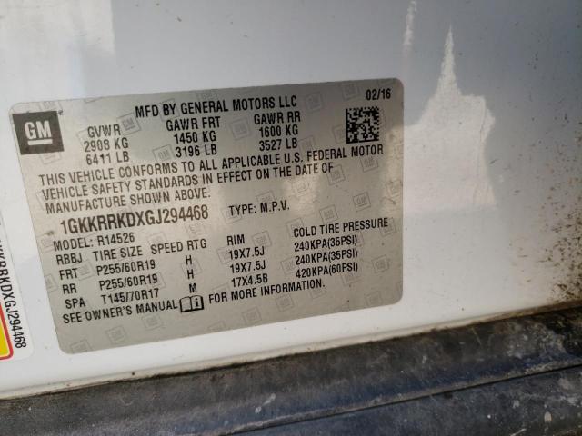 1GKKRRKDXGJ294468 GMC Acadia Slt-1