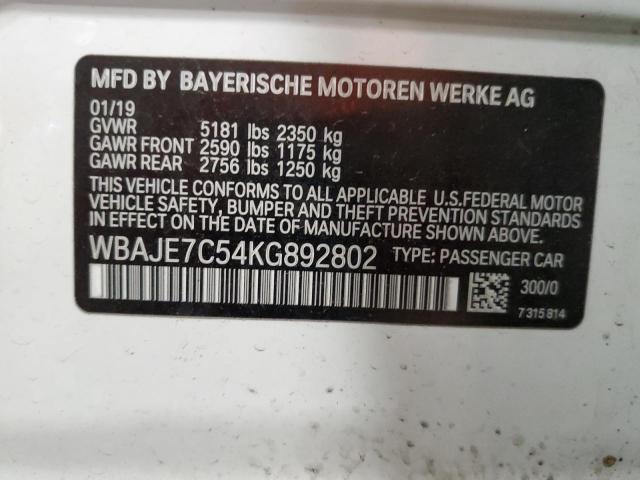 WBAJE7C54KG892802 BMW 540 XI