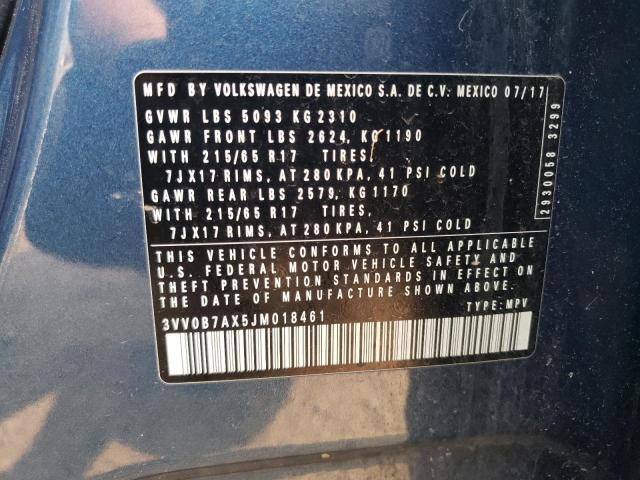 3VV0B7AX5JM018461 Volkswagen TIGUAN S