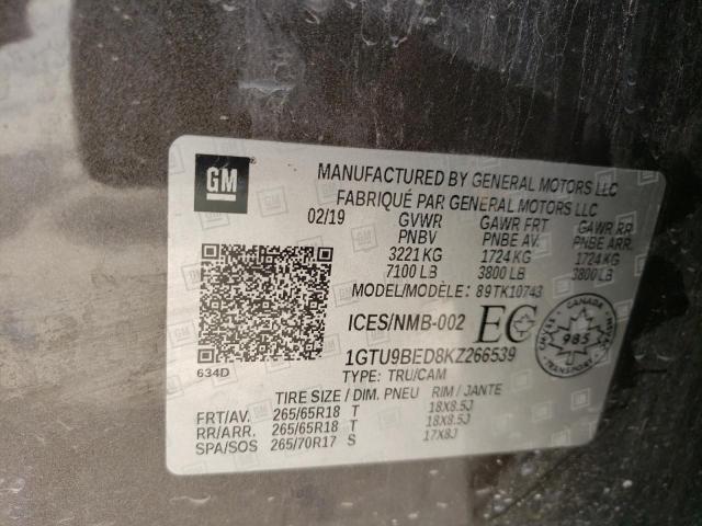 1GTU9BED8KZ266539 GMC Sierra K1500 Sle