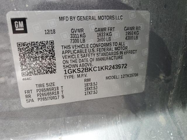 1GKS2BKC1KR243972 GMC YUKON SLT