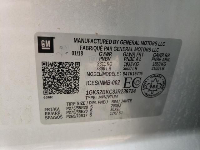 1GKS2BKC8JR239724 GMC YUKON SLT