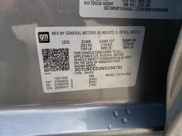 3GTU9CED2NG156791 GMC Sierra Limited K1500 Elevation