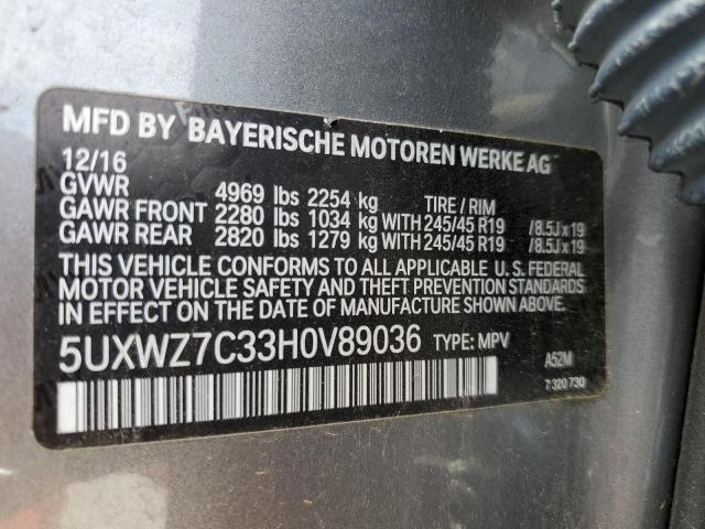 5UXWZ7C33H0V89036 BMW X3 Sdrive28i