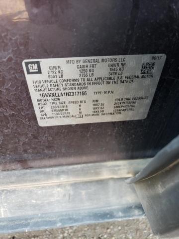 1GKKNLLA1HZ317166 GMC ACADIA SLE