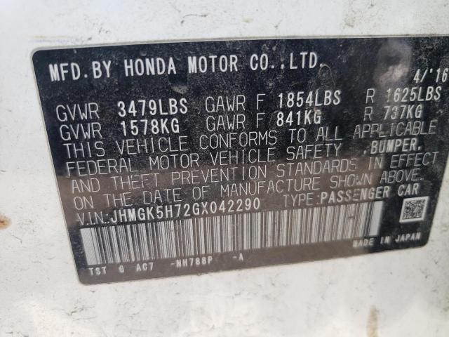 JHMGK5H72GX042290 Honda FIT EX