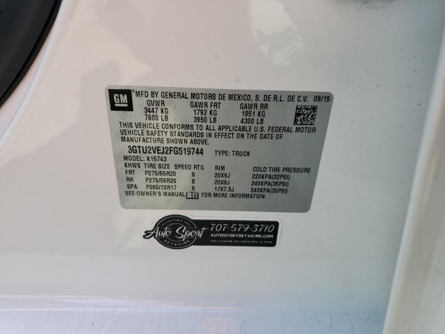 3GTU2VEJ2FG519744 GMC Sierra K1500 Slt