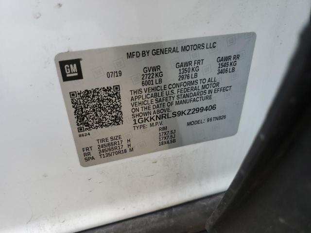 1GKKNRLS9KZ299406 GMC ACADIA SLE