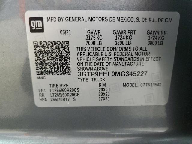 3GTP9EEL0MG345227 GMC Sierra K1500 At4