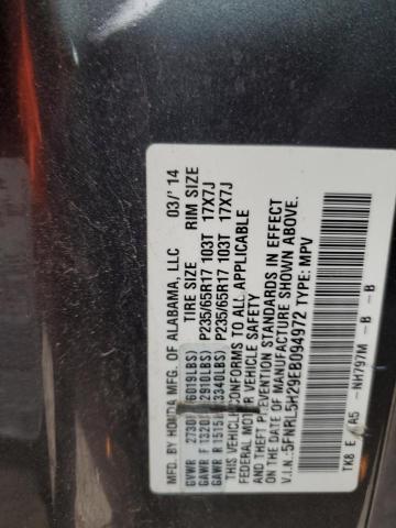 5FNRL5H29EB094972 Honda ODYSSEY LX