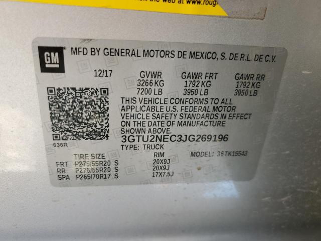 3GTU2NEC3JG269196 GMC Sierra K1500 Slt