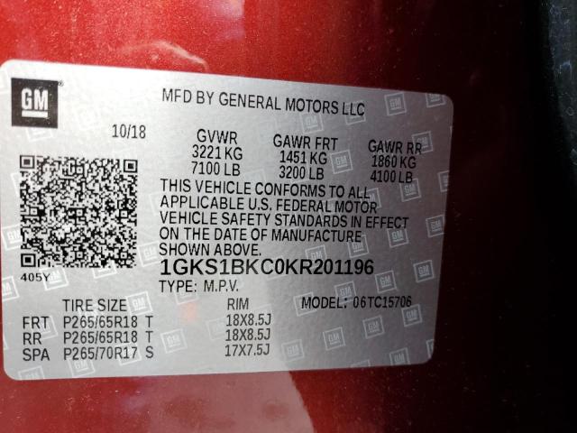 1GKS1BKC0KR201196 GMC YUKON SLT