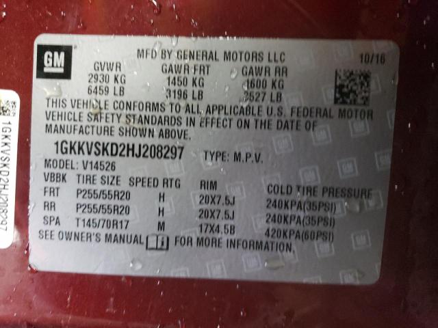 1GKKVSKD2HJ208297 GMC Acadia Limited Slt-2