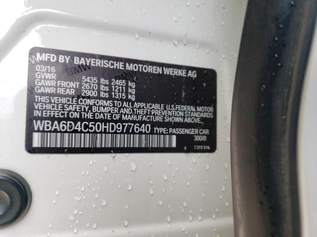 WBA6D4C50HD977640 BMW 650 I Gran Coupe