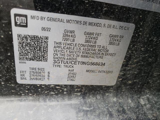 3GTUUCET0NG568634 GMC Sierra K1500 Elevation