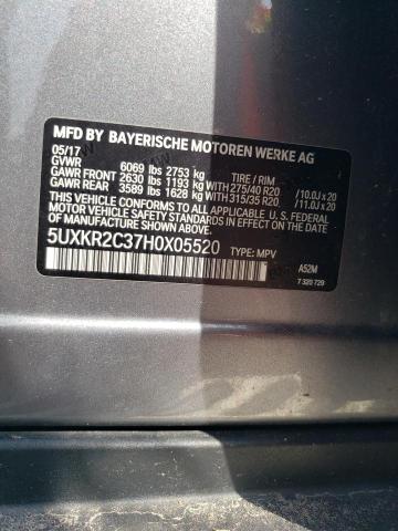 5UXKR2C37H0X05520 BMW X5 Sdrive35i