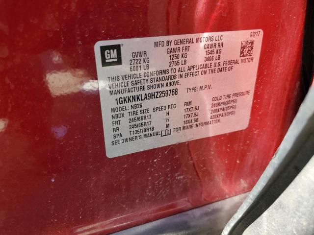 1GKKNKLA9HZ259768 GMC ACADIA SLE