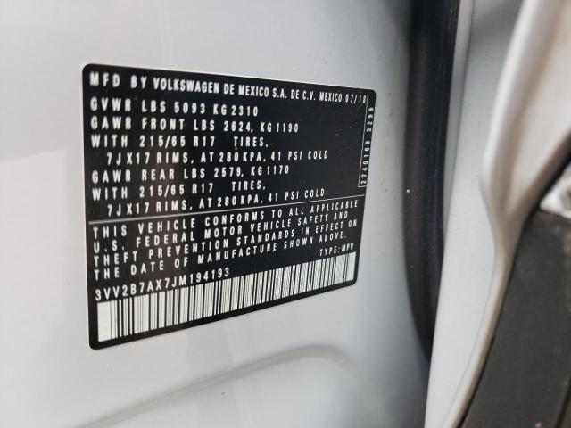 3VV2B7AX7JM194193 Volkswagen TIGUAN SE