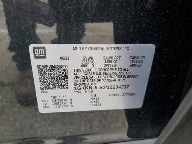 1GKKNULS2MZ234337 GMC ACADIA SLT