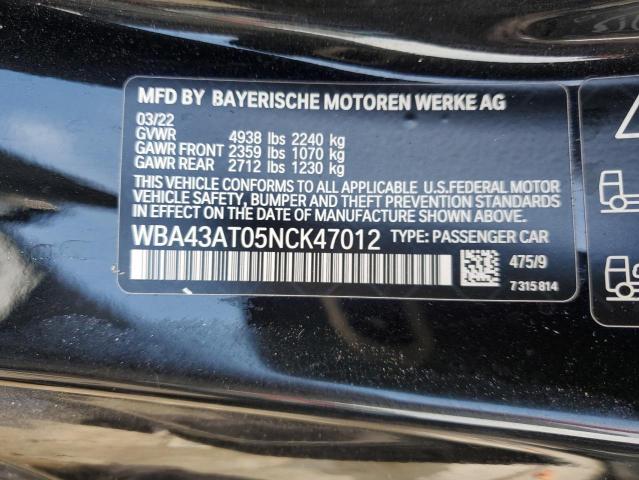 WBA43AT05NCK47012 BMW 430xi