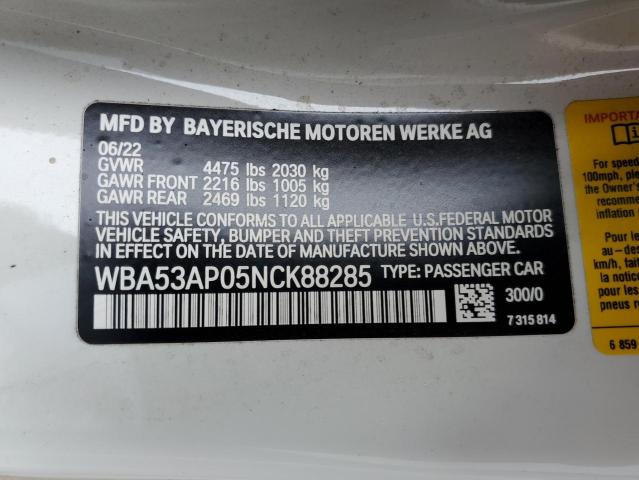 WBA53AP05NCK88285 BMW 430I