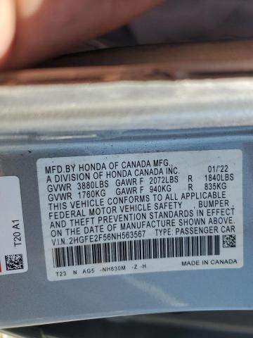2HGFE2F56NH563567 Honda Civic Sport