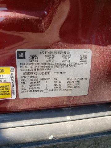 1GKKVPKD1FJ151598 GMC ACADIA SLE