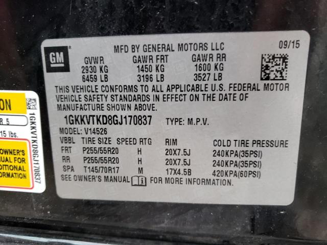 1GKKVTKD8GJ170837 GMC Acadia Denali