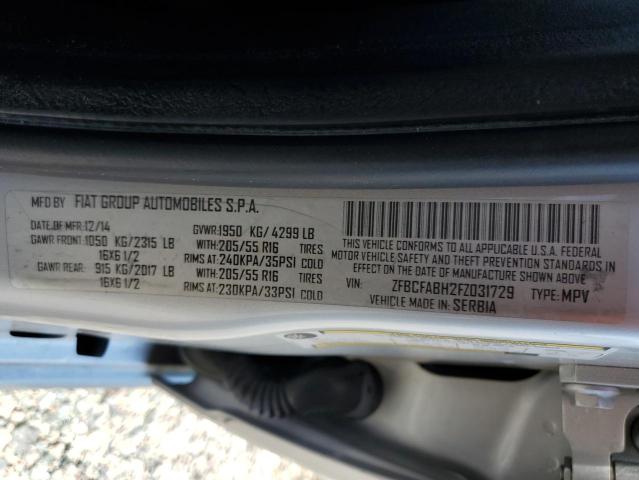 ZFBCFABH2FZ031729 Fiat 500l Easy