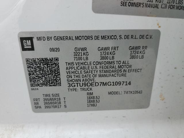 3GTU9DED7MG109714 GMC Sierra K1500 Slt
