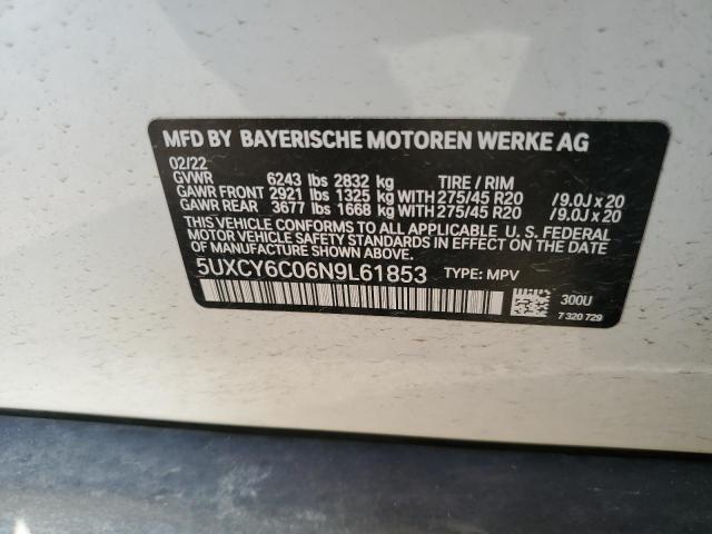 5UXCY6C06N9L61853 BMW X6 Xdrive40i
