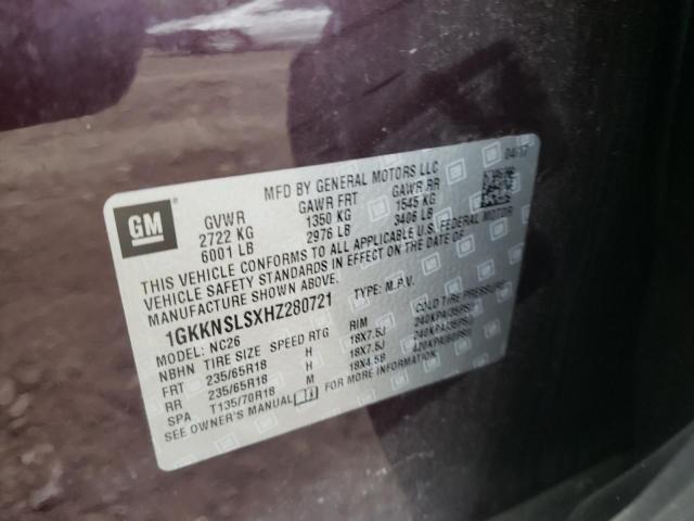 1GKKNSLSXHZ280721 GMC ACADIA SLE