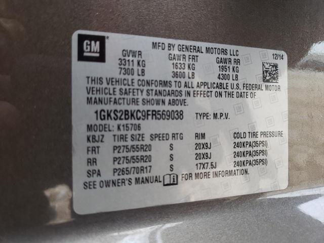 1GKS2BKC9FR569038 GMC YUKON SLT