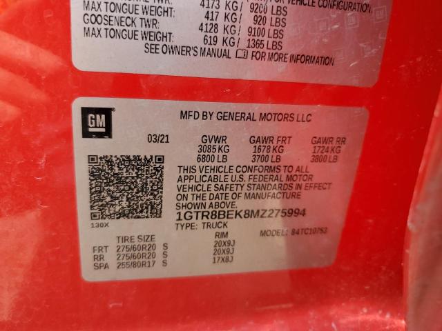 1GTR8BEK8MZ275994 GMC Sierra C1500 Sle