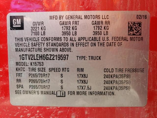 1GTV2LEH6GZ219597 GMC Sierra K1500
