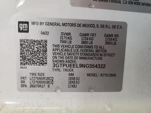 3GTPUEEL9NG554322 GMC Sierra K1500 At4