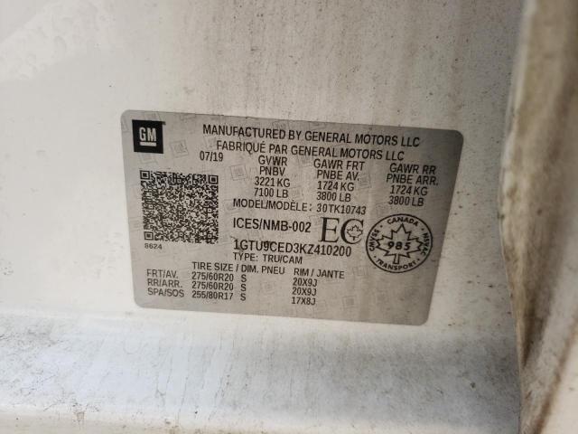1GTU9CED3KZ410200 GMC Sierra K1500 Elevation