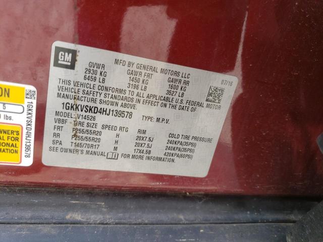 1GKKVSKD4HJ139578 GMC Acadia Limited Slt-2