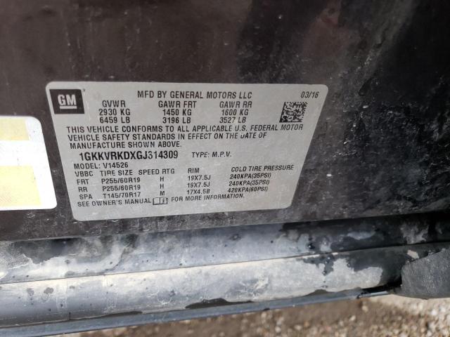 1GKKVRKDXGJ314309 GMC Acadia Slt-1