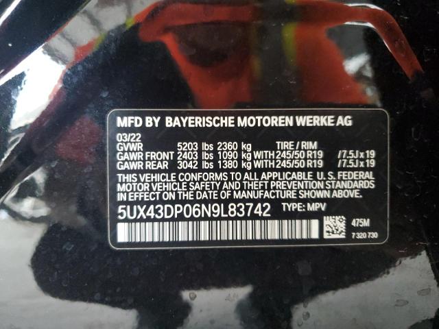 5UX43DP06N9L83742 BMW X3 Sdrive30i